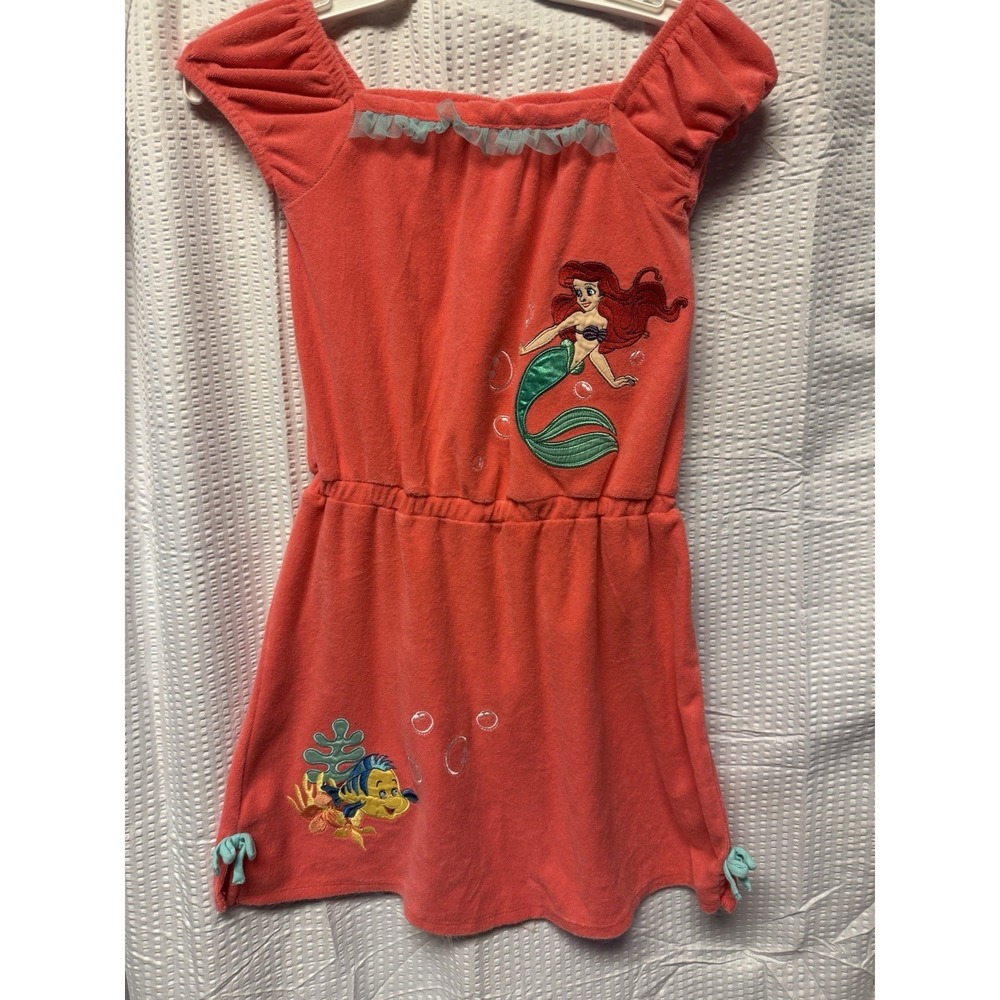 Disney Store Princess Little Mermaid Ariel Girl Swimsuit Cover Up SZ 9/10 Terry